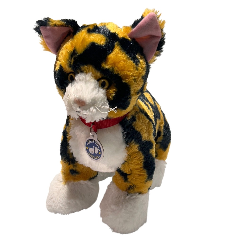 Build-A-Bear Promise Pets Calico Cat Plush Orange Black White Spotted Kitten Tag
